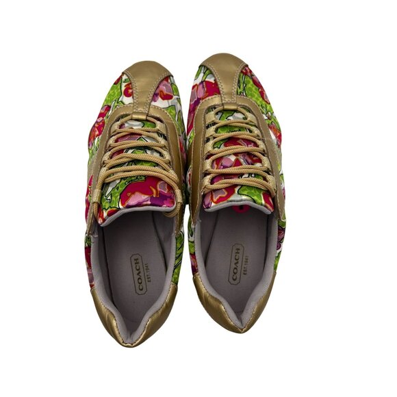 Coach Kirby Floral Print Sneakers Womens Sz 7M Y2K Leatherware‎ Bold Color Pop - Picture 3 of 8